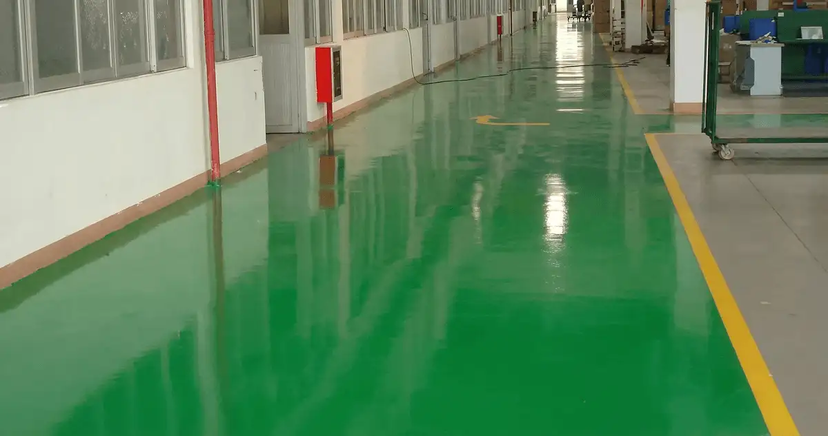 A factory floor professionally covered and marked with epoxy flooring in Riverside, CA