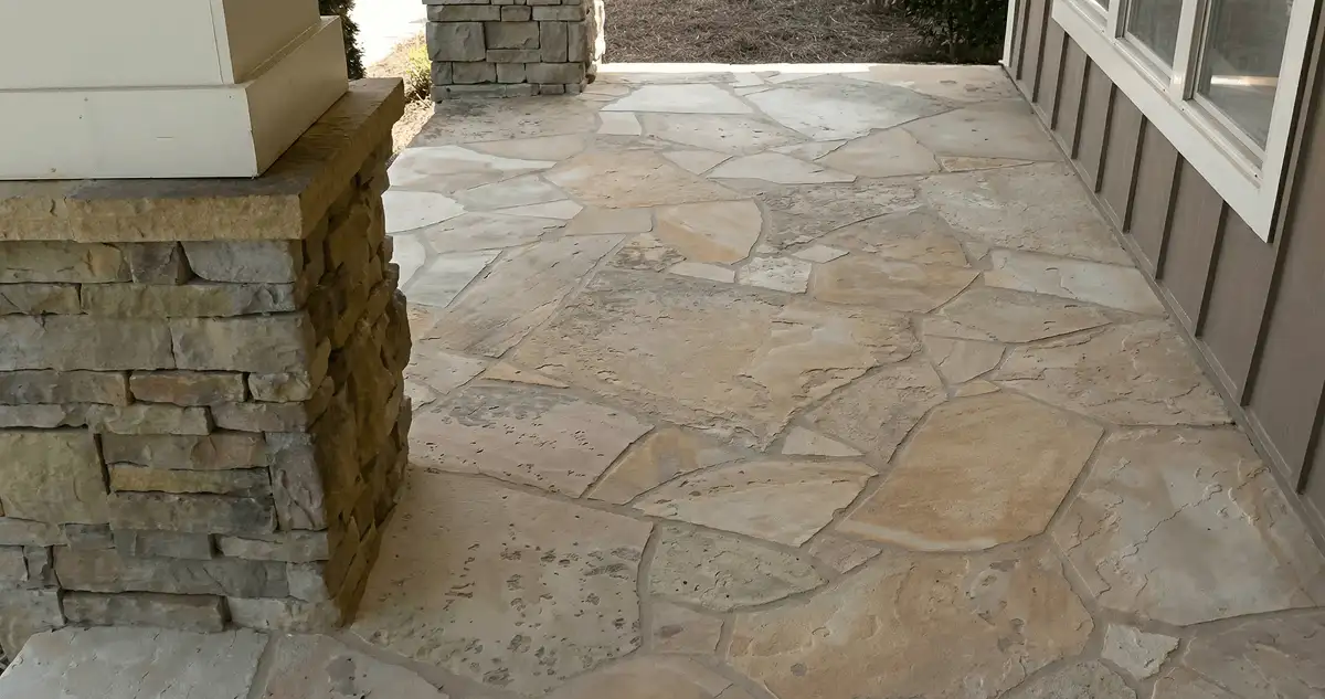House entrance with professionally installed stone flooring in Riverside CA